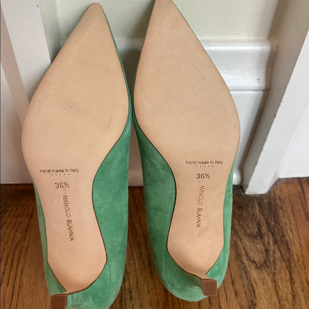 Manolo Blahnik Mint Green Suede BB Pump Size 36.5 NWOB - Picture 7 of 8
